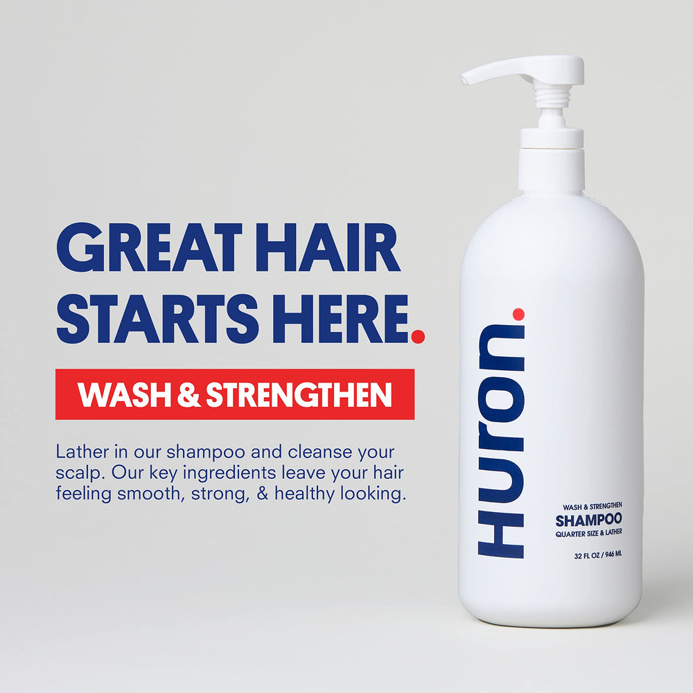 Huron Men's Fresh Scent Daily Shampoo ingredients label close-up highlights argan oil.