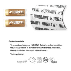 Hurraw! Coconut Lip Balm packaging box highlighting organic vegan credentials
