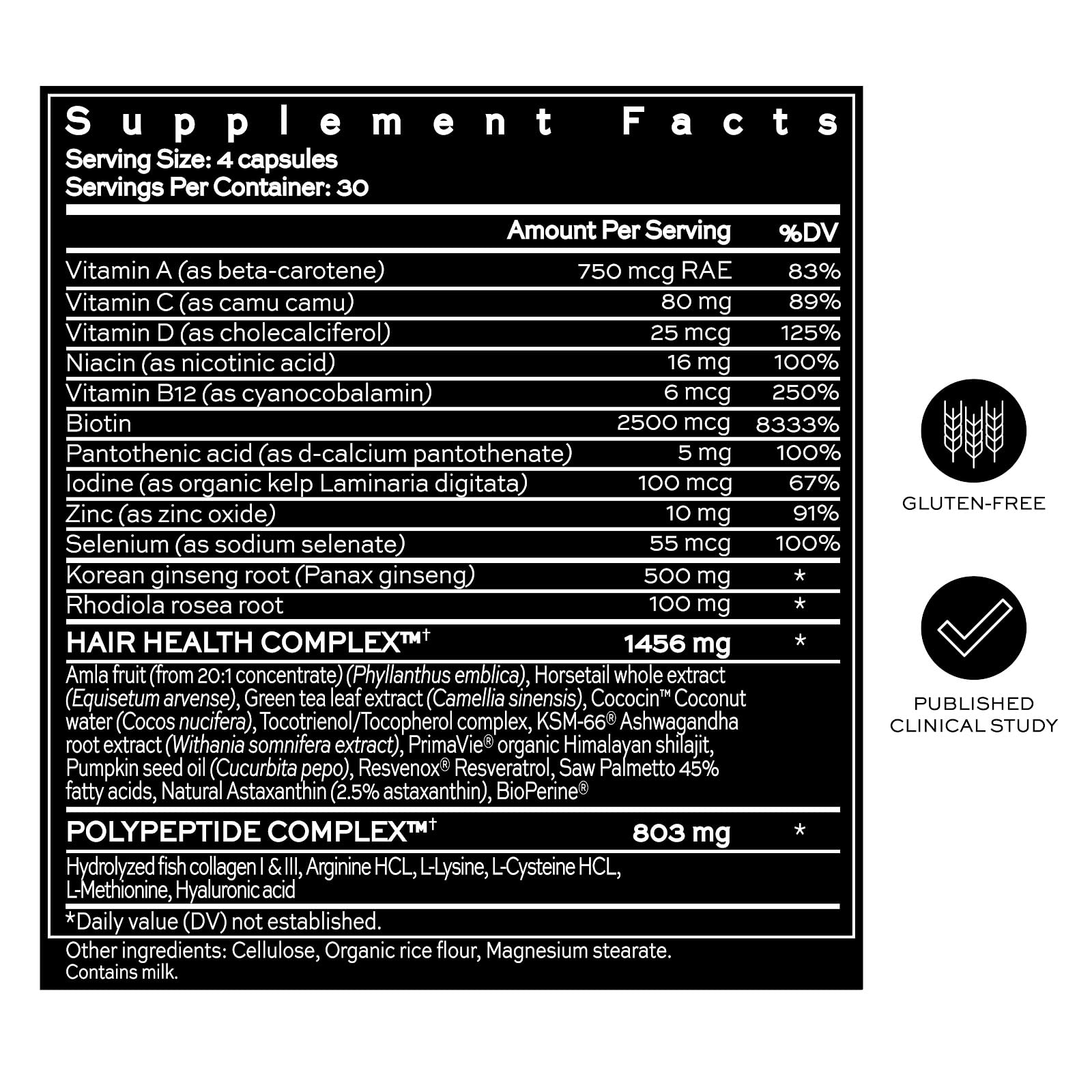 Hush & Hush DeeplyRooted capsules on white background emphasize easy daily intake.