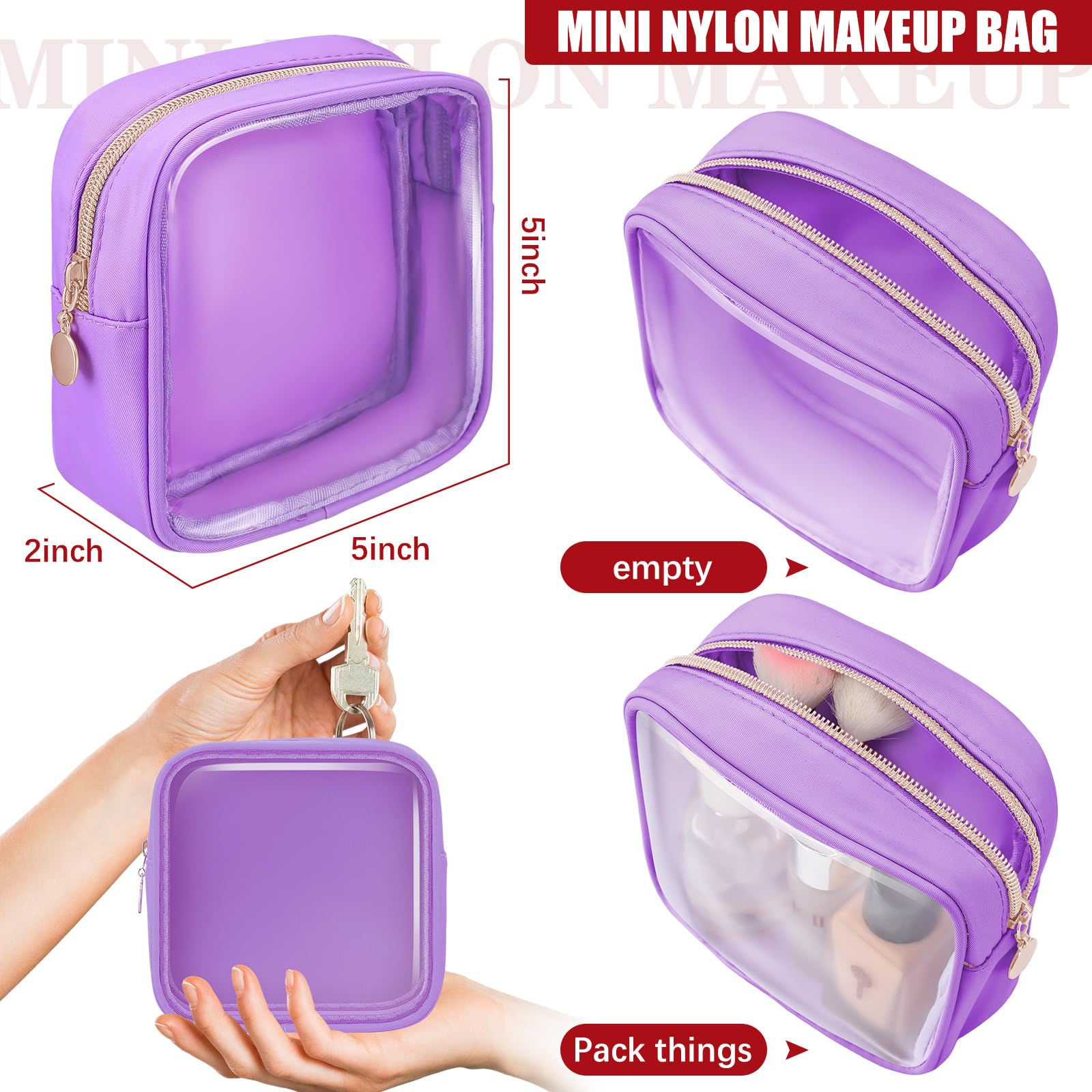 Hushee mint clear bag showcased for compact daily makeup organization.