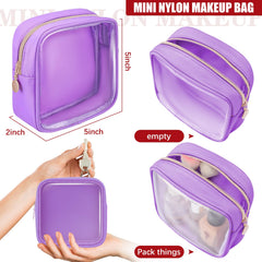 Hushee mint clear bag showcased for compact daily makeup organization.