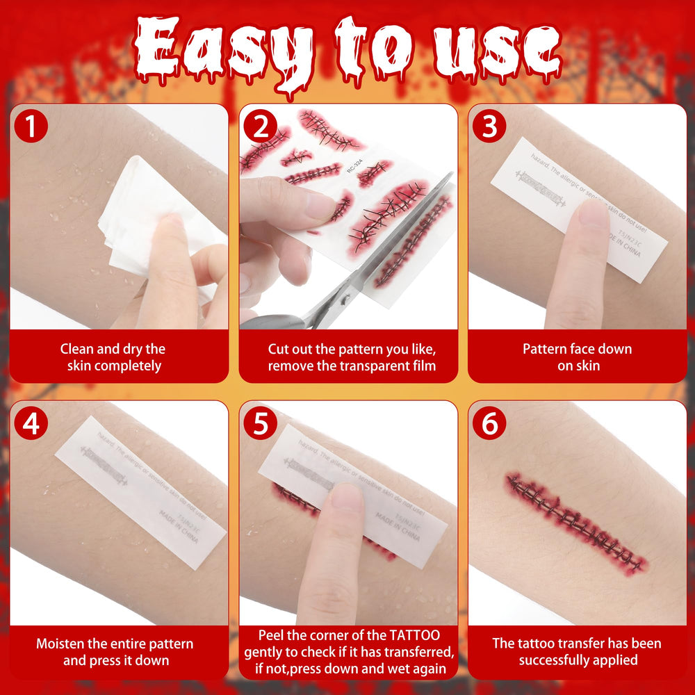 Huskein Halloween tattoos fake blood holes for dramatic costume effects