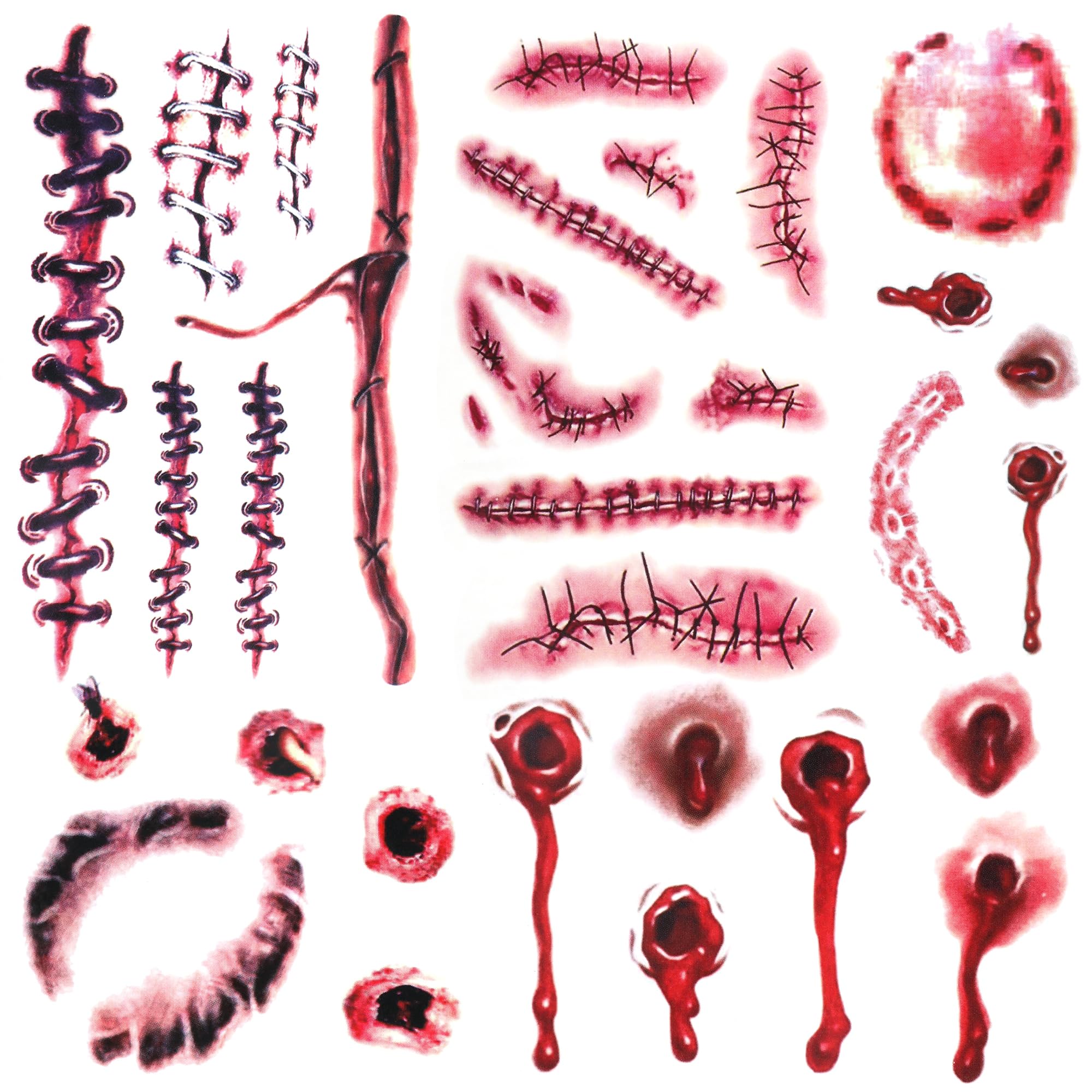 Huskein Halloween tattoos 32pcs scary patterns for party favors and cosplay fun