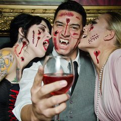 Huskein Halloween tattoos stitches wounds detail for zombie looks