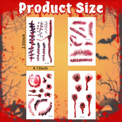 Huskein Halloween tattoos zombie makeup scar design for cosplay