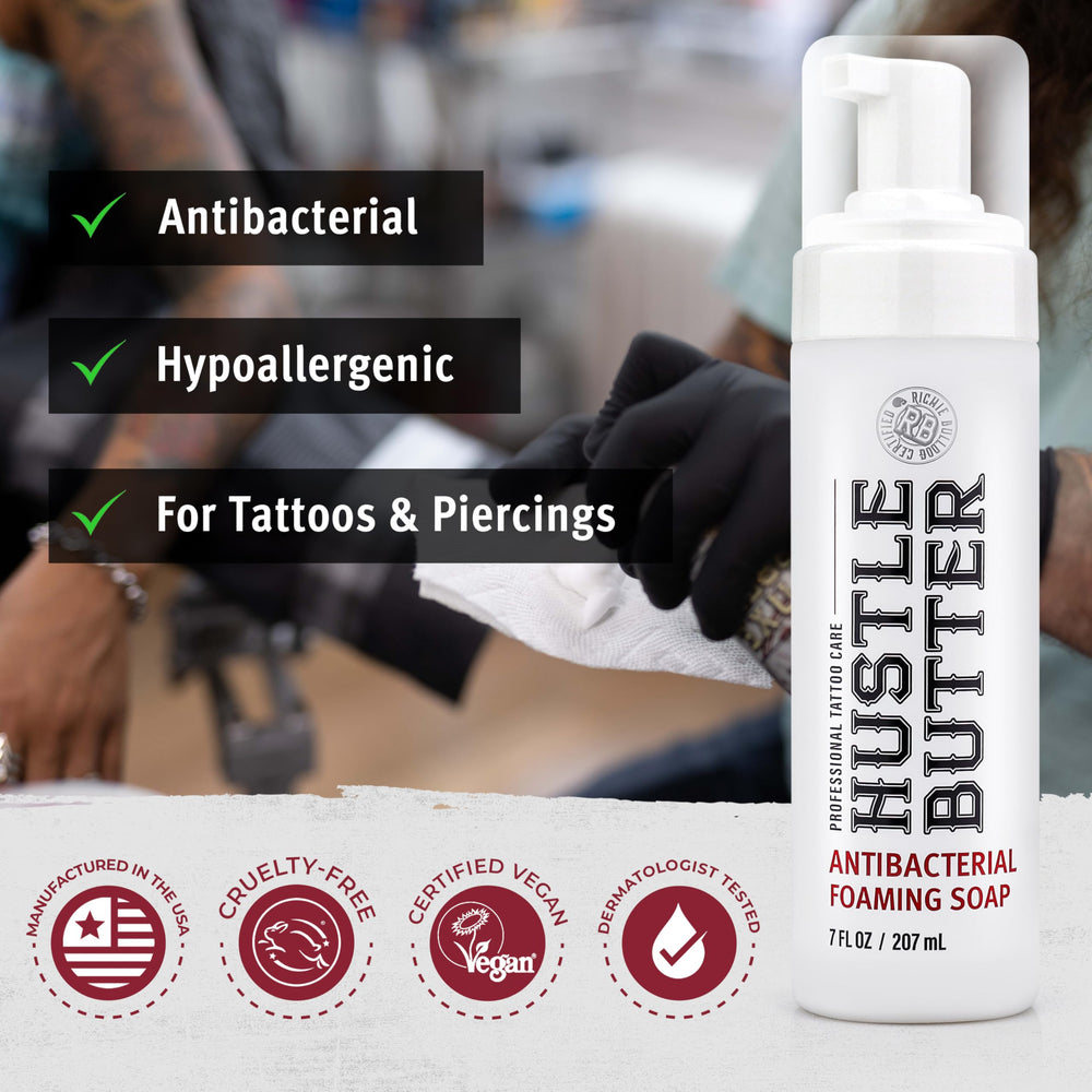 Hustle Bubbles piercing care image highlights versatility for piercings during healing.