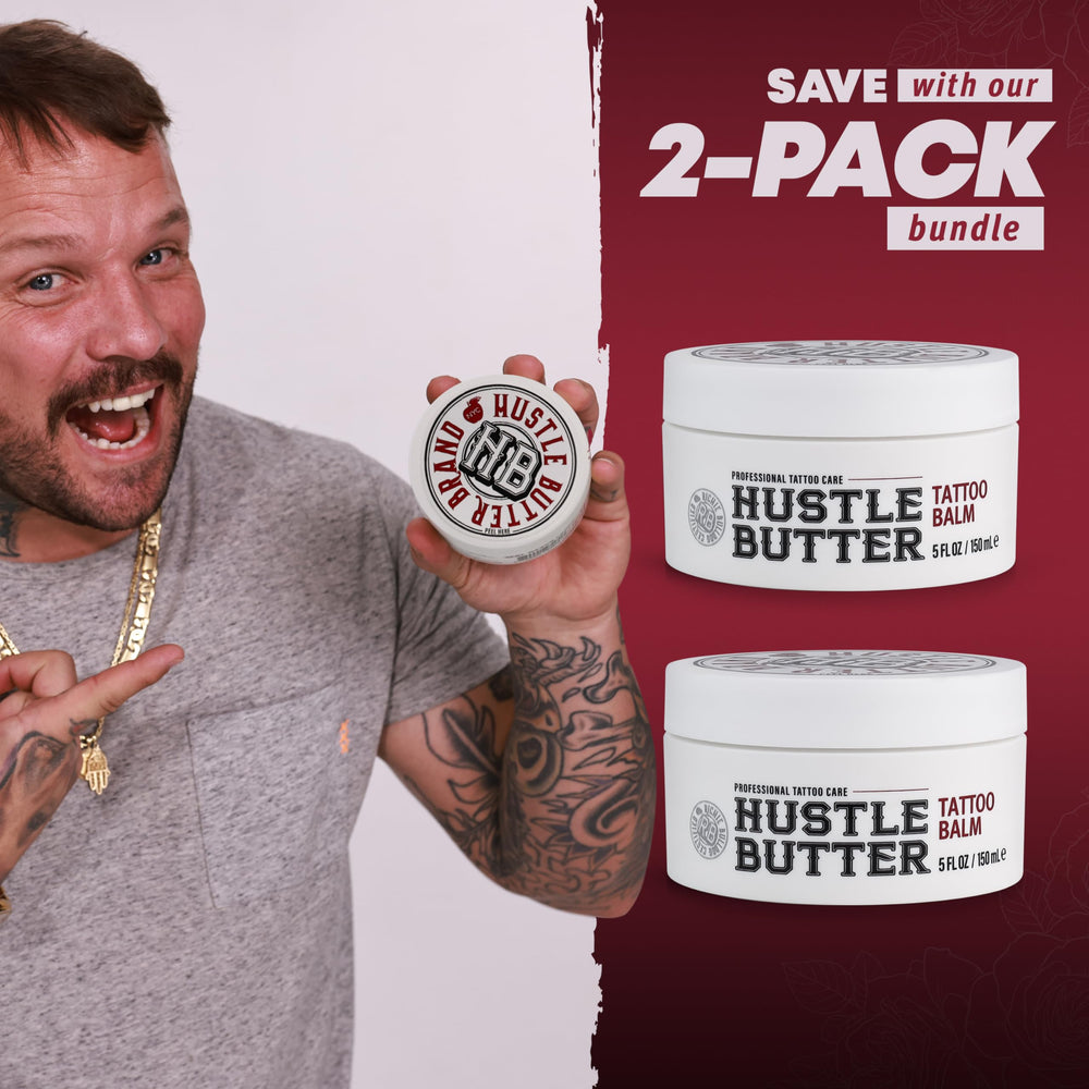 Hustle Butter Deluxe skin-softening massage image shows nourishing touch during care.