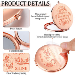 Huwena rose gold Christian compact mirror style 3 easy purse companion