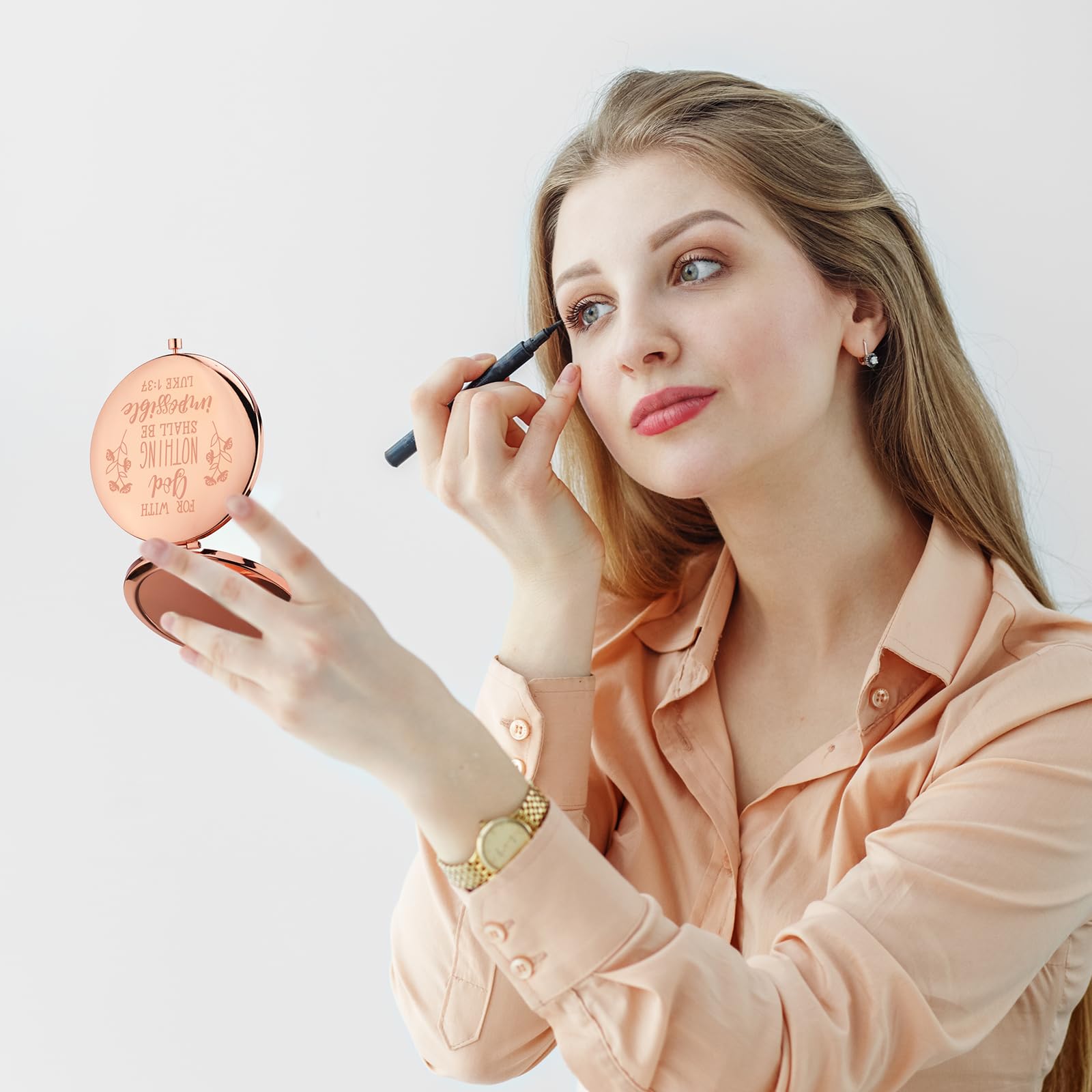 Huwena rose gold Christian compact mirror style 5 ideal gift for coworkers