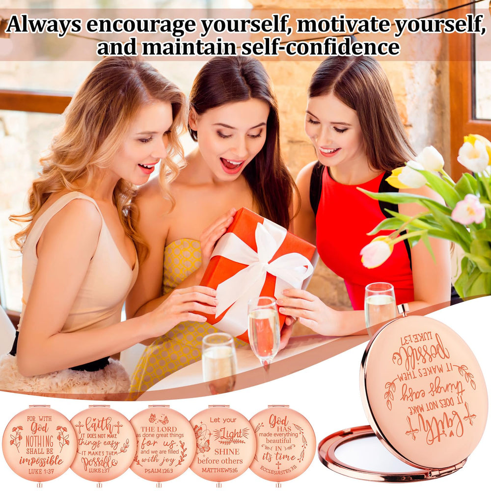 Huwena rose gold Christian compact mirror style 6 durable daily-use accessory