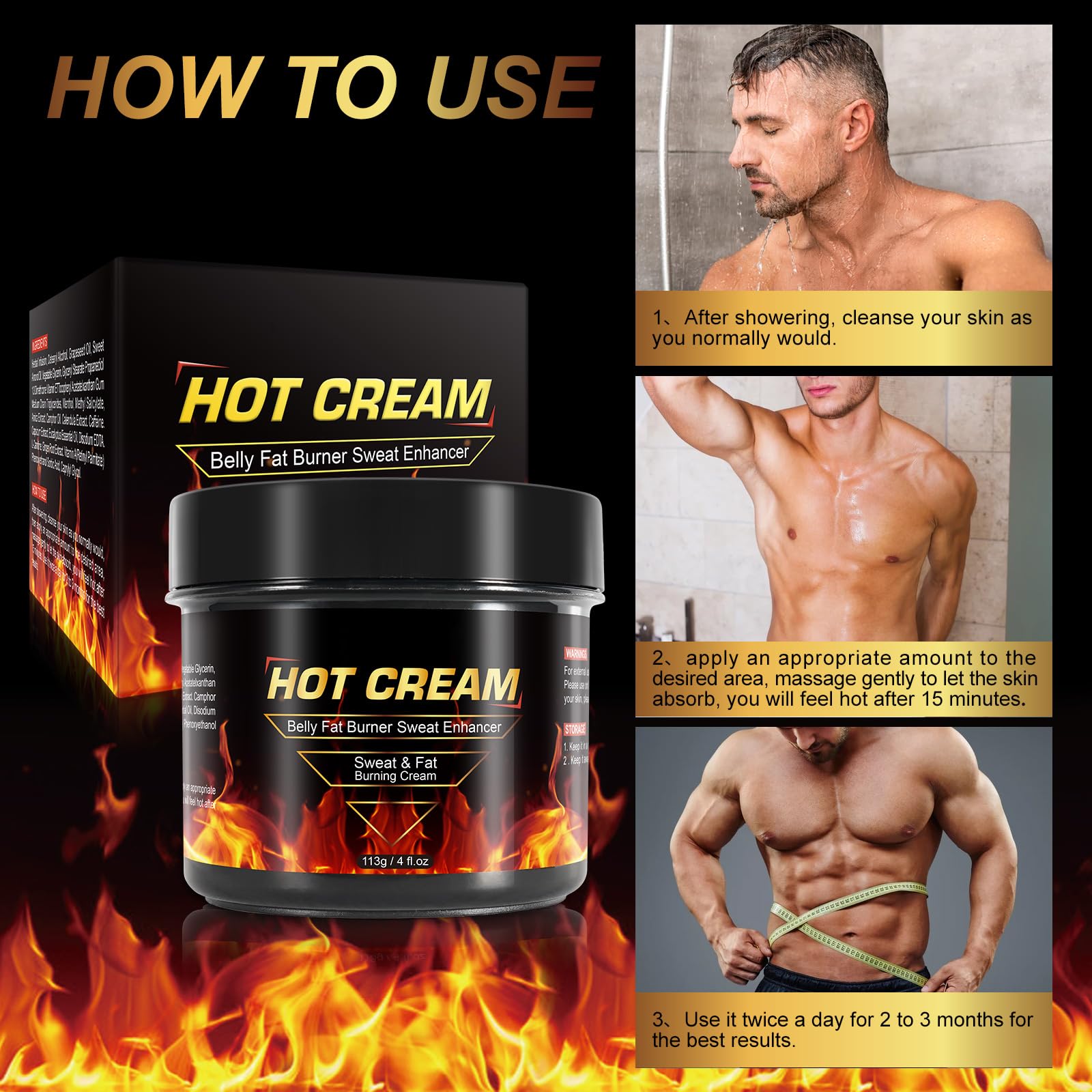 HUYEHF Sweat Cream firming texture provides balanced skin tightening.