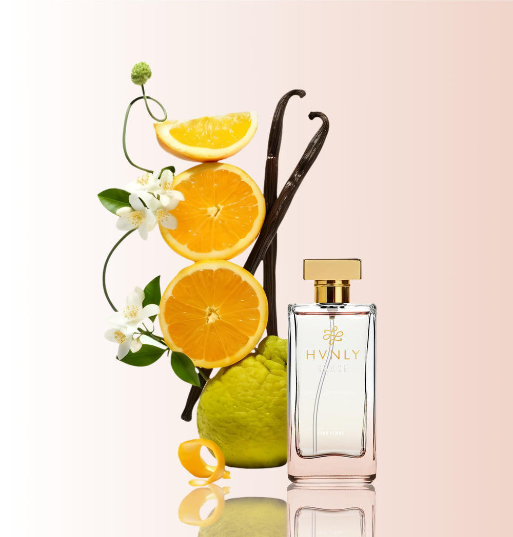 HVNLY Grace EDP vanilla-note visual highlighting warm, comforting scent