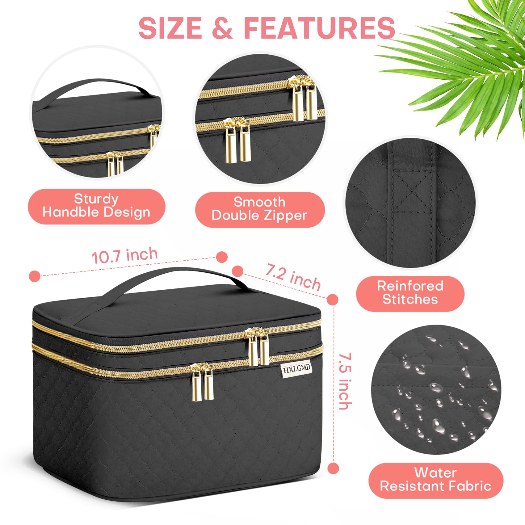 HXLGMD main compartment with small pockets for lipstick and tools