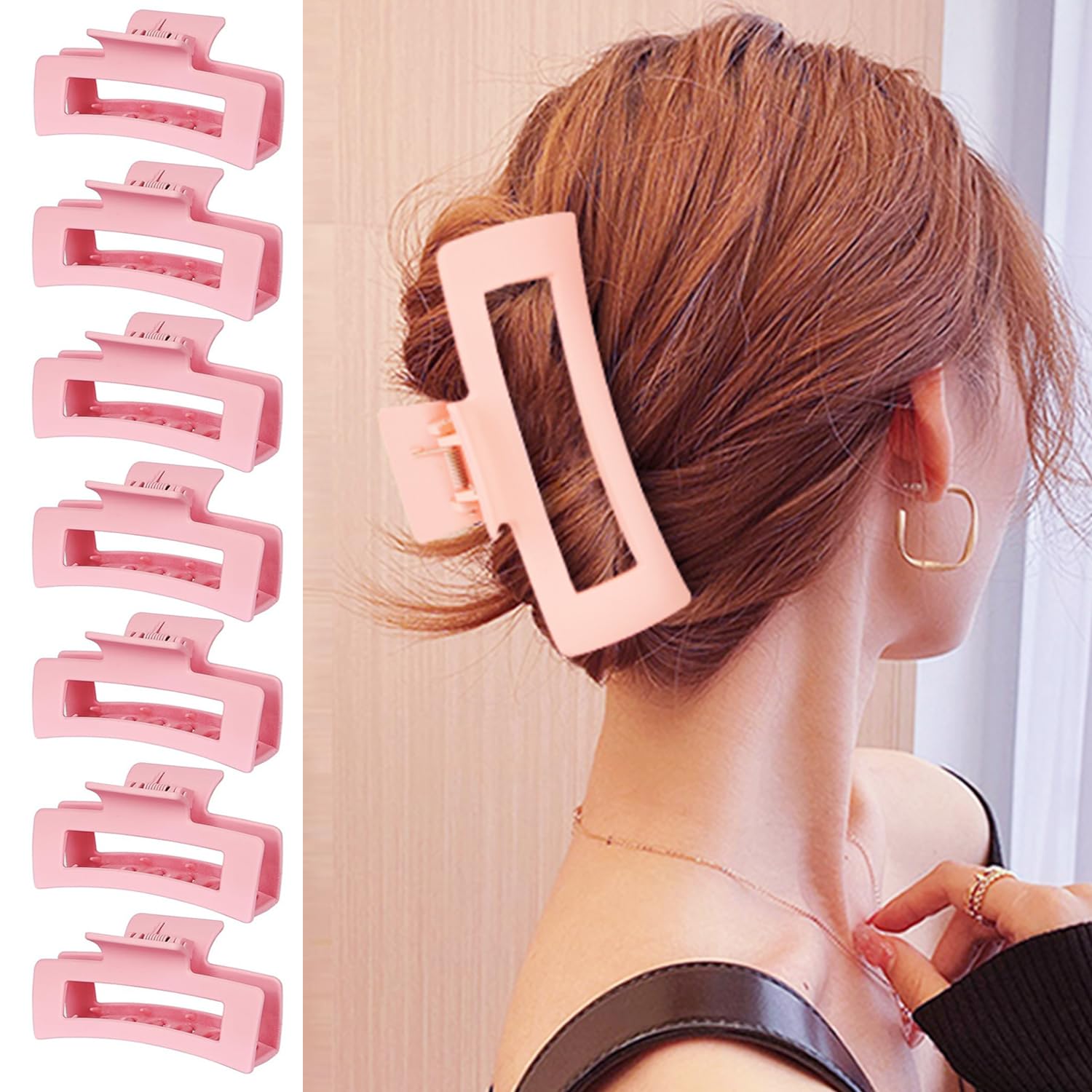 HXOGD glossy texture clips in pink offering a stylish, practical hair accessory.