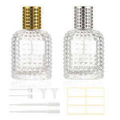 HXRYAGi 2Pack 50ml clear glass perfume bottles for easy viewing and spill-free travel.