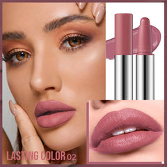 Hxssll soft-non-drying-lip-color swatch emphasizes comfortable wear and gentle finish
