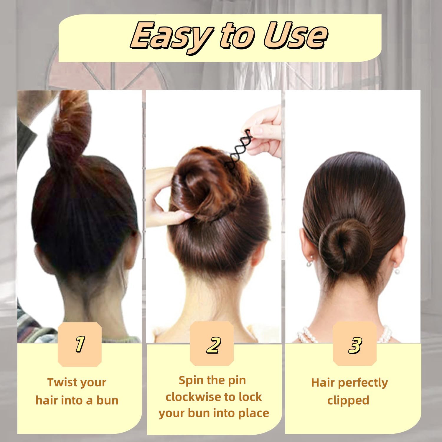 Hyamass compact 1.96-inch pins offer invisible grip for thick hair.
