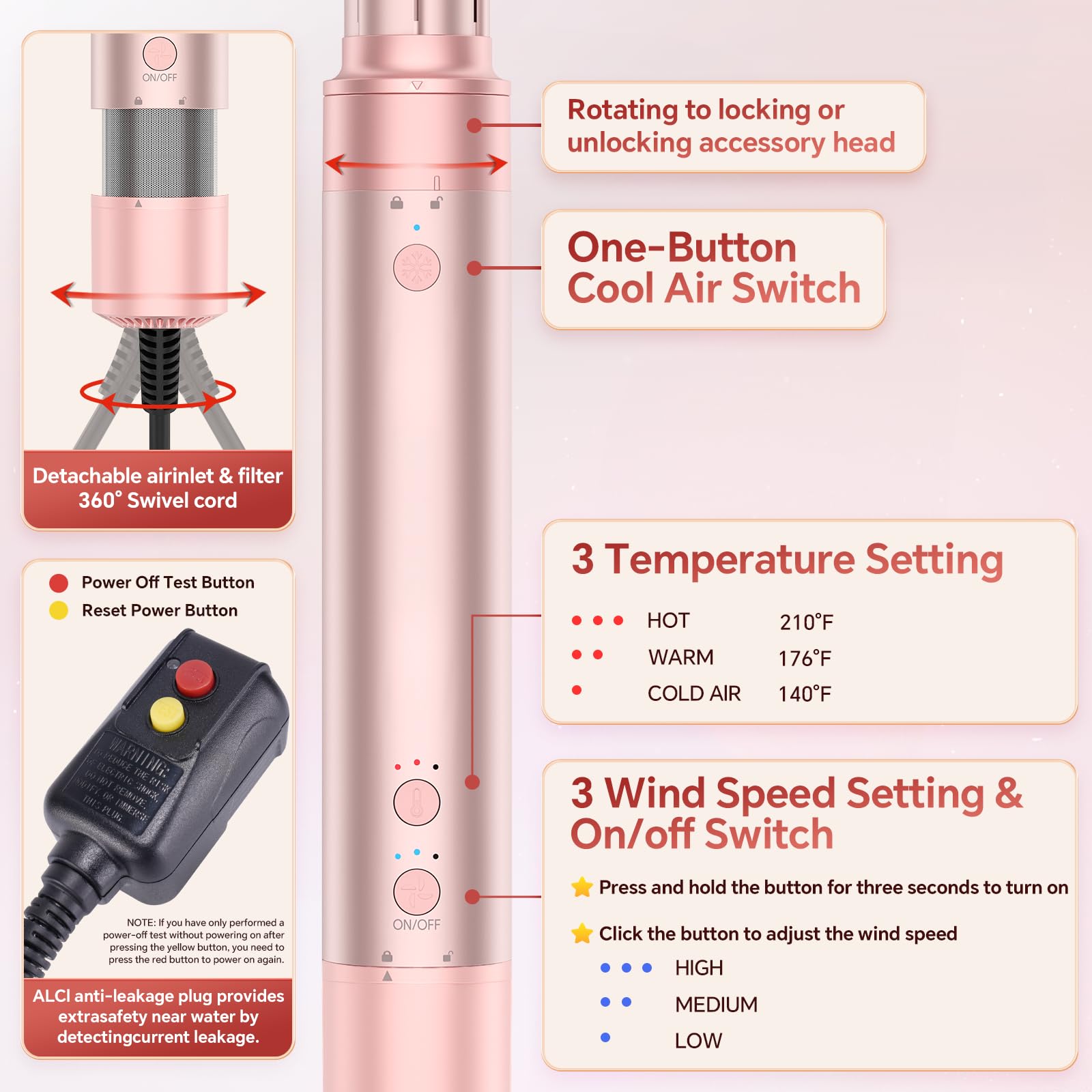 HydraStyl multiple heat settings and cool shot for precise styling.