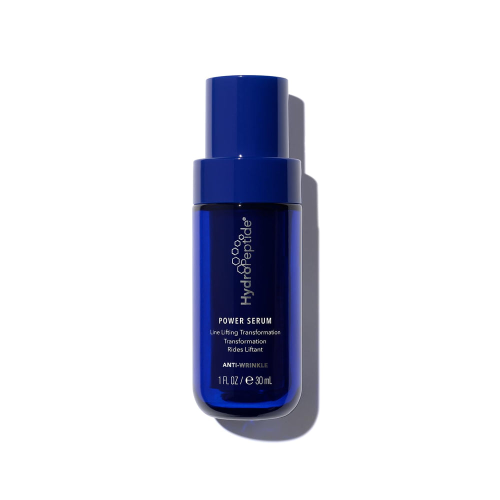 HydroPeptide Power Serum close-up bottle highlighting line-lifting potential.