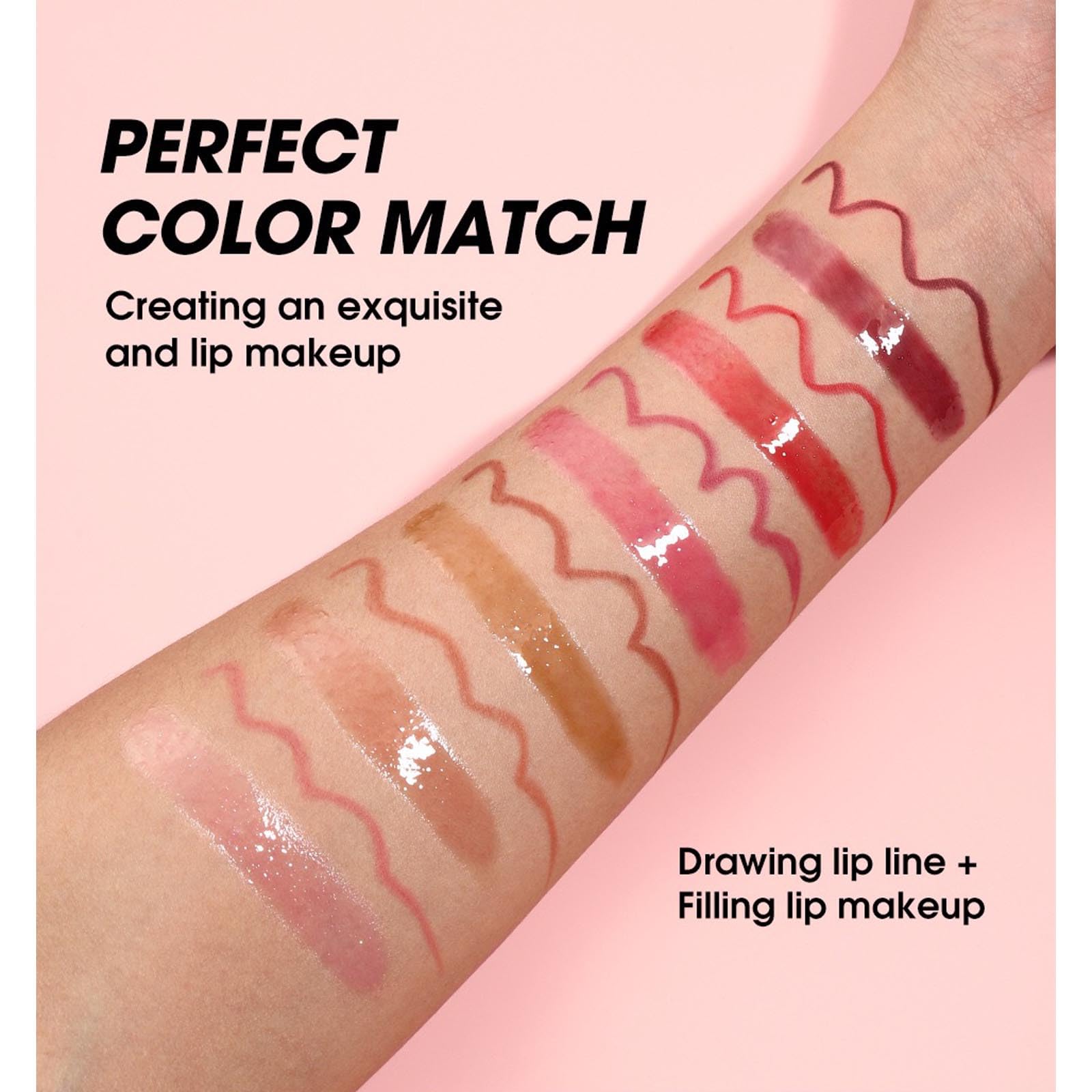 Hyesamyo pink lip gloss being applied reveals plumping shine and smooth texture
