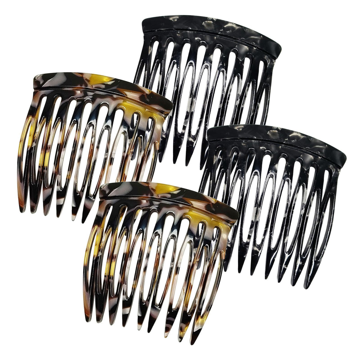 HYFEEL hair side combs in black onyx offer secure hold for versatile styles.