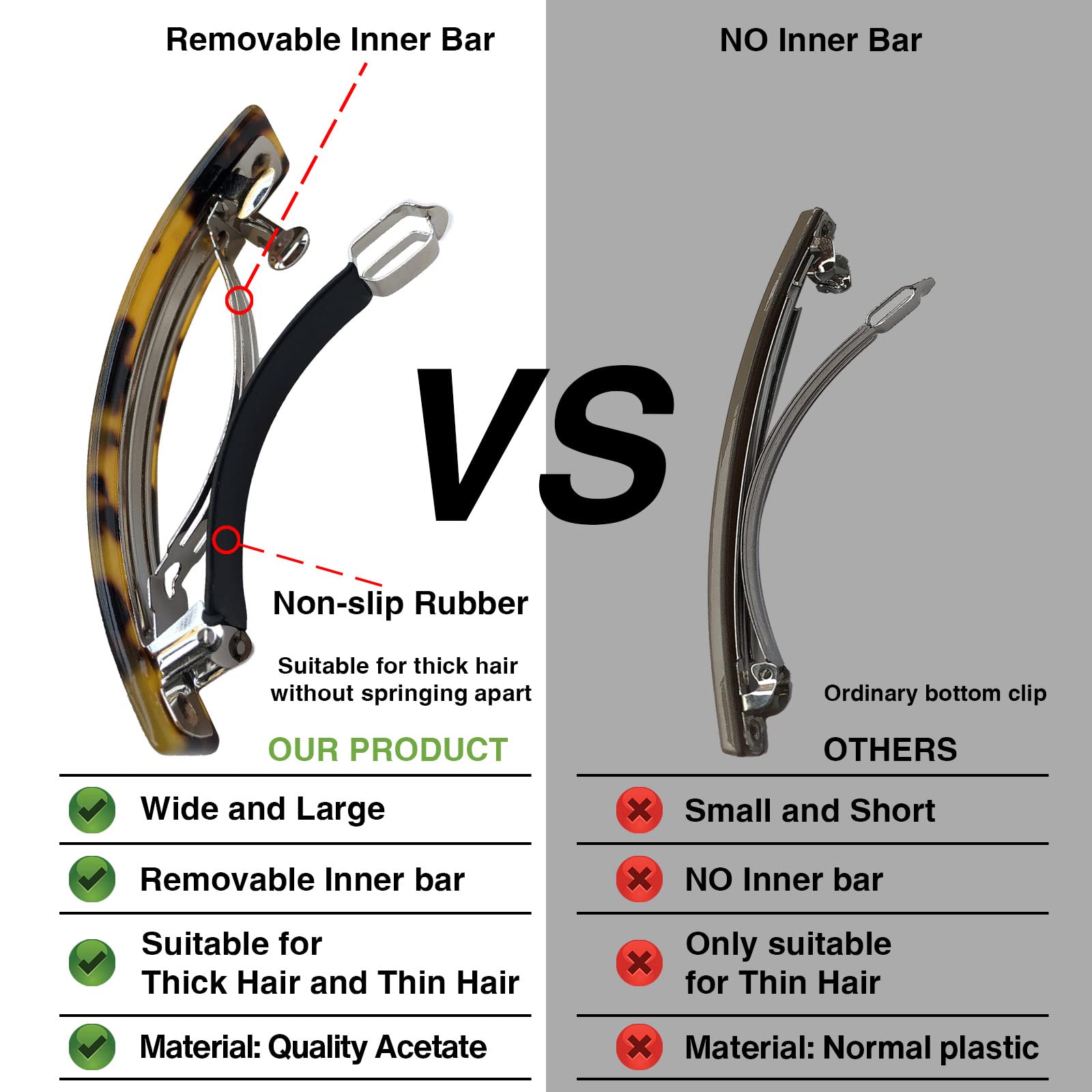 HYFEEL rectangular 3.5-inch barrette complements modern looks and daily wear.