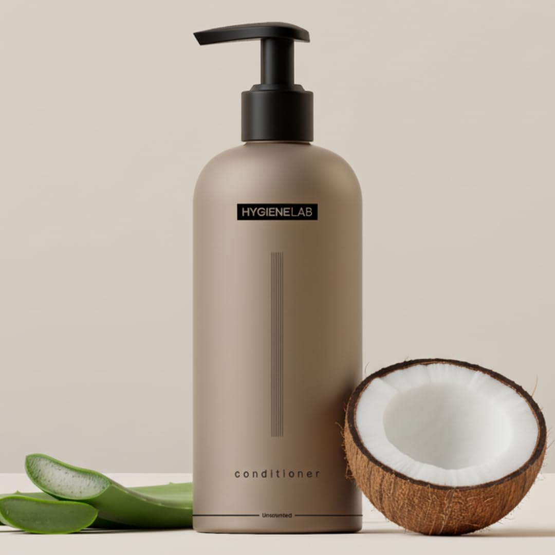 HygieneLab Conditioner for Men unscented bottle delivers lightweight hydration for all hair types