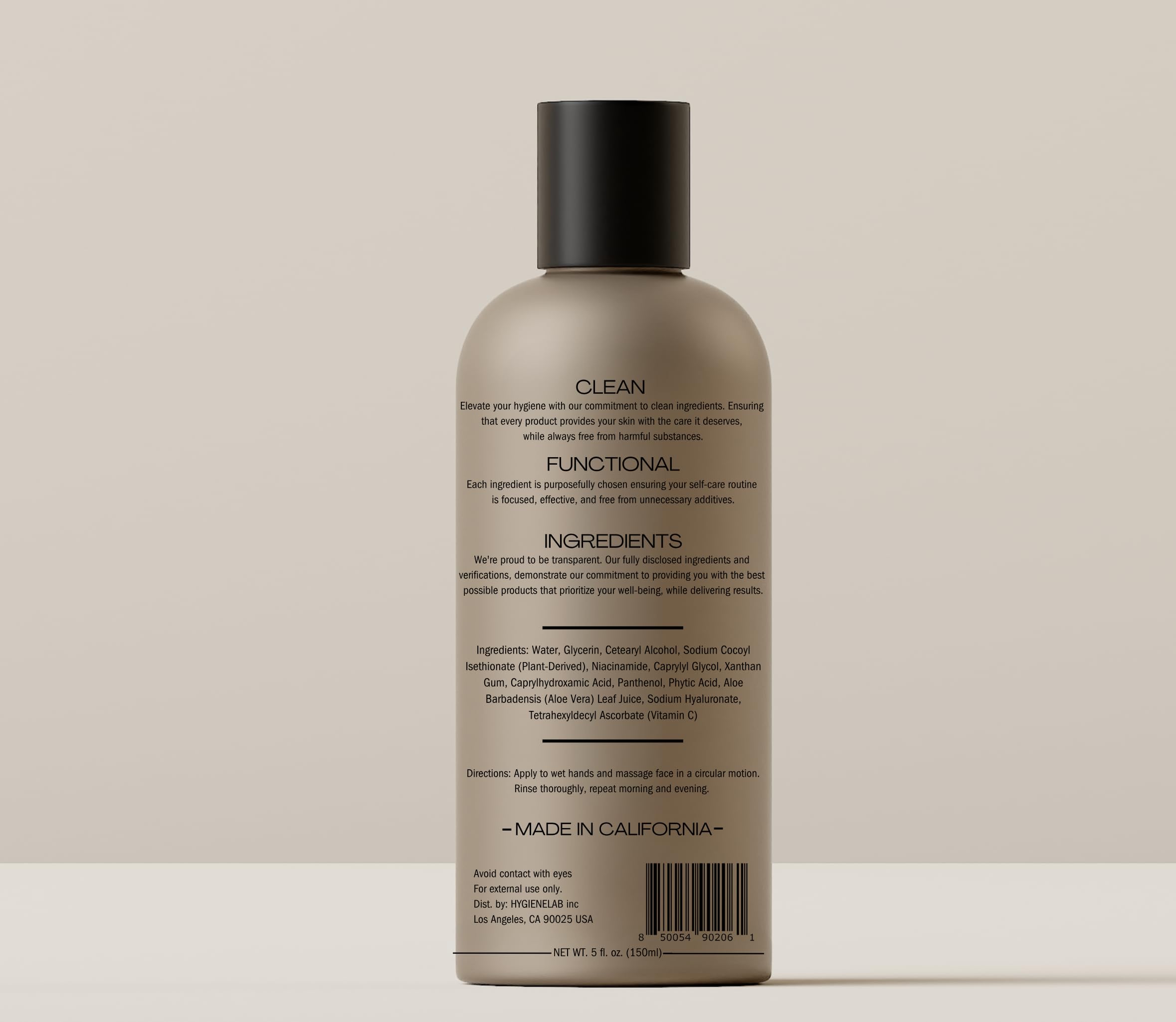 HygieneLab Face Wash aloe-niacinamide-vitamin-c closeup suggests nourishing care.