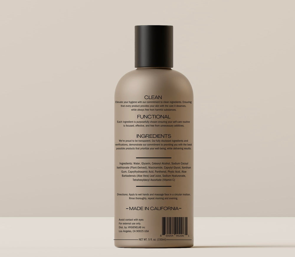 HygieneLab Face Wash aloe-niacinamide-vitamin-c closeup suggests nourishing care.