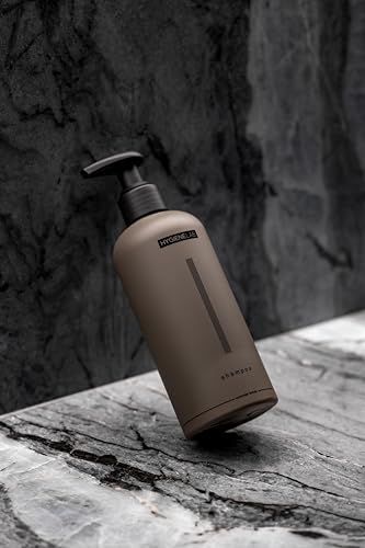 HygieneLab Men's Shampoo pour stream highlighting gentle cleansing for sensitive scalps.