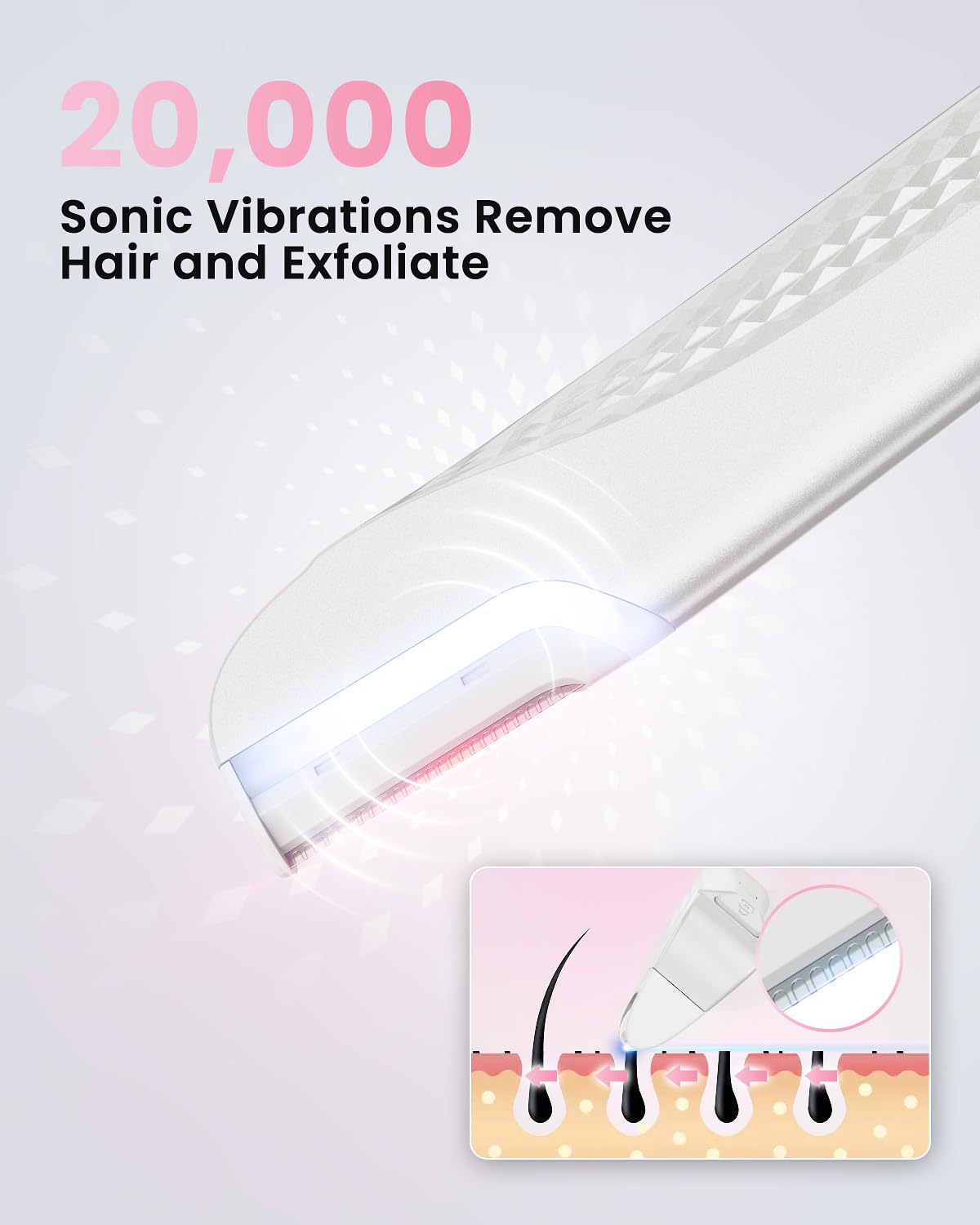Hyhail Dermaplane Razor LED-light detail improves precision during hair removal.
