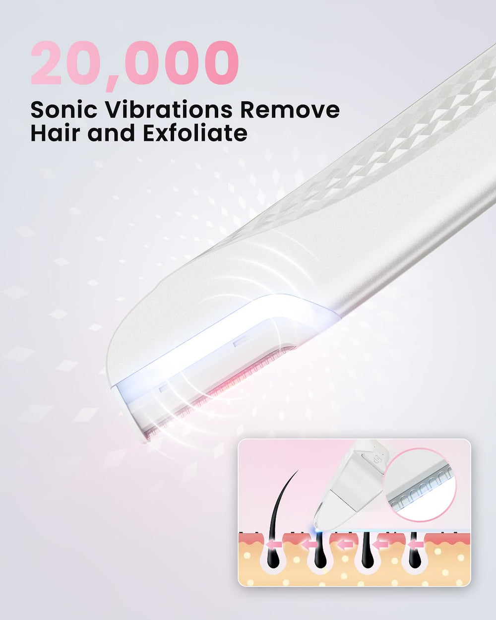 Hyhail Dermaplane Razor LED-light detail improves precision during hair removal.