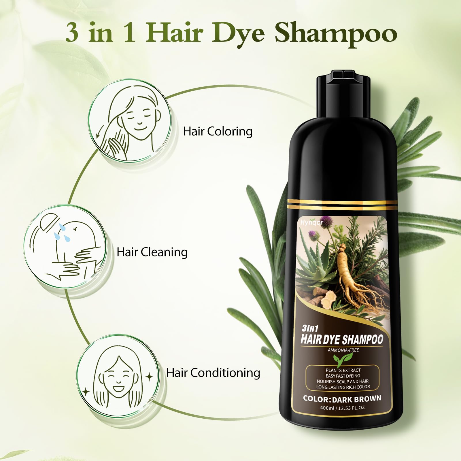Hynqor dark brown hair after treatment – natural shine.