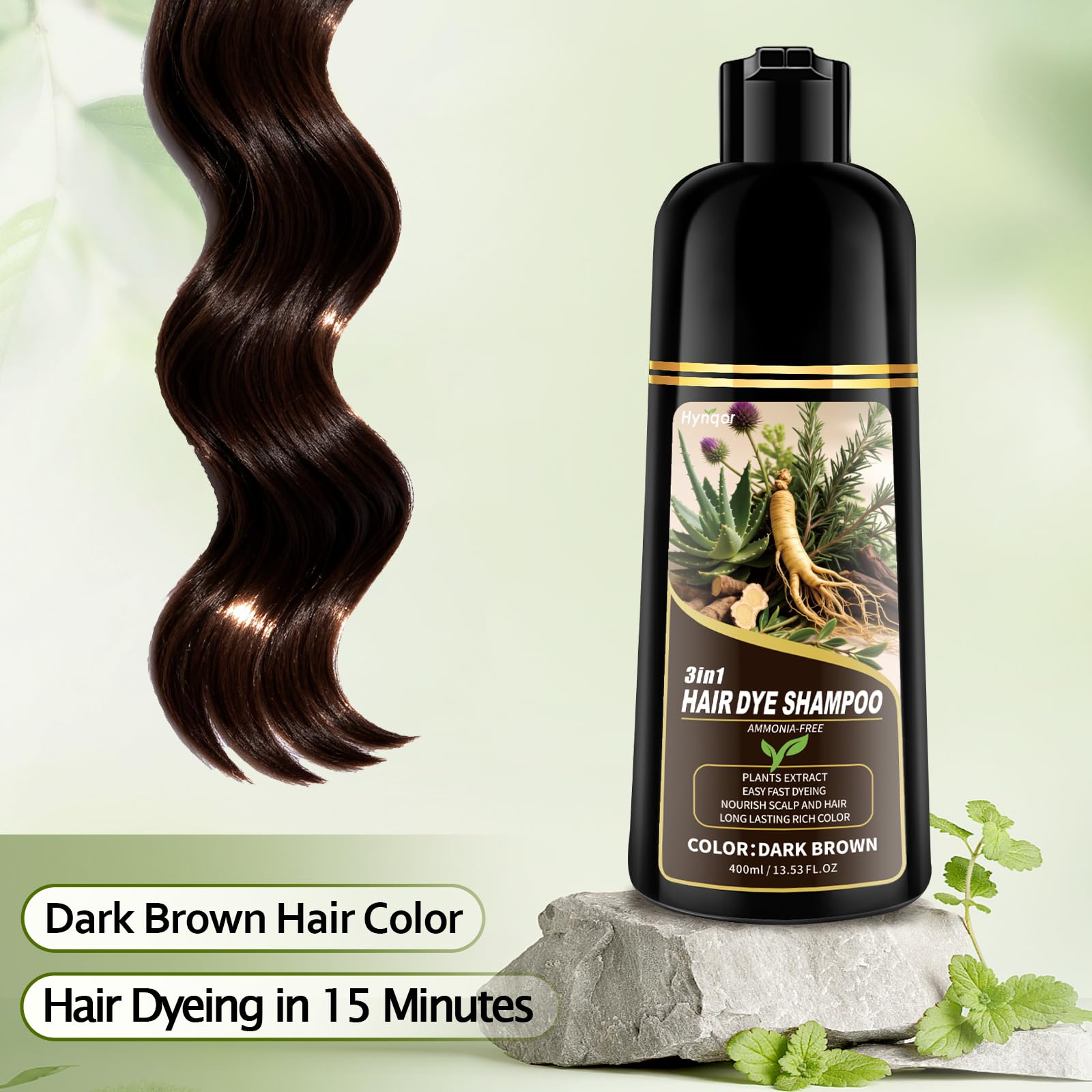 Hynqor dye shampoo application on dry hair – quick 15-minute color.