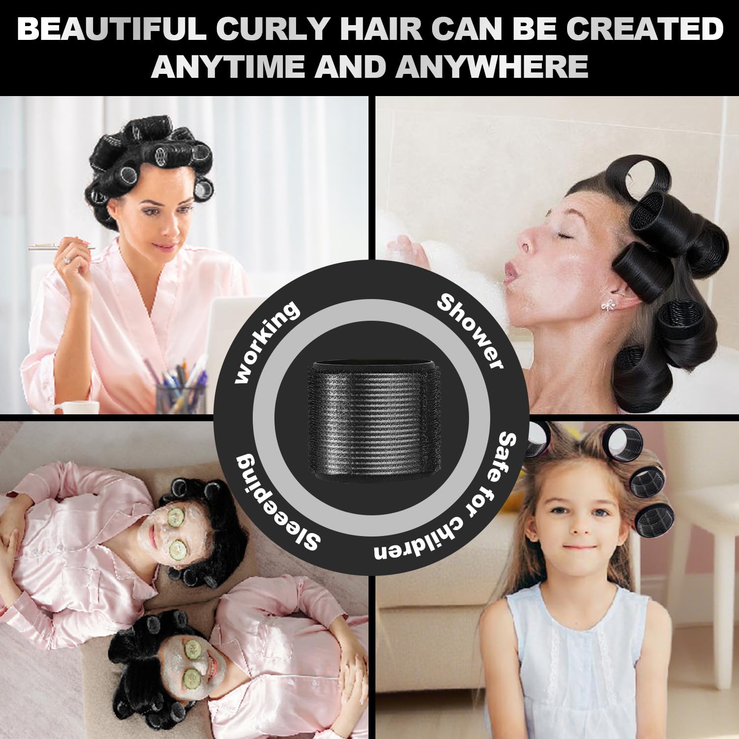 HYOUJIN heatless styling guide showing easy overnight curl routine