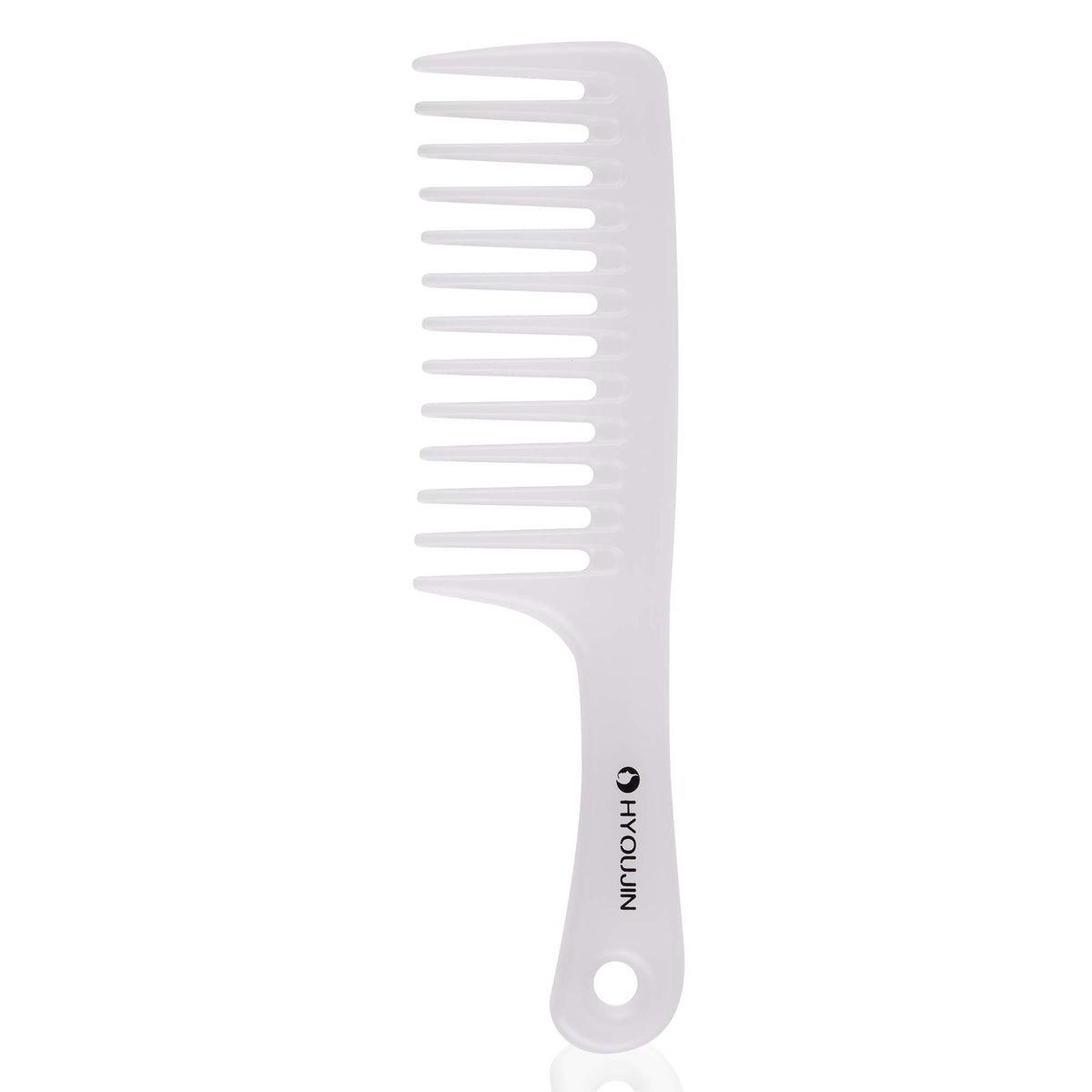 HYOUJIN wide-tooth paddle comb in white for gentle detangling with less tugging.
