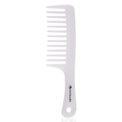 HYOUJIN wide-tooth paddle comb in white for gentle detangling with less tugging.