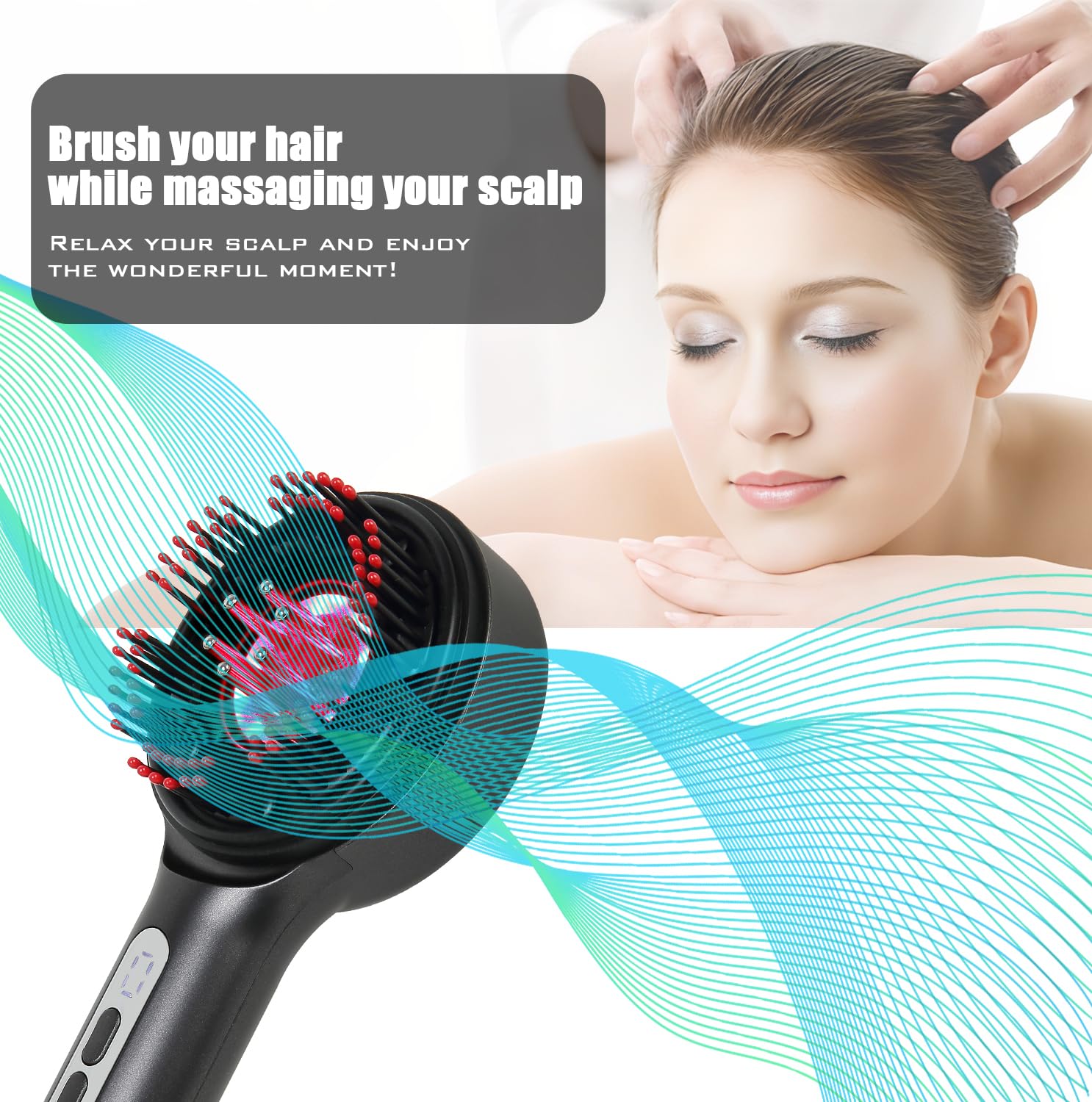 Hysizan 3-in-1 scalp massager side angle highlighting ergonomic grip for daily use.