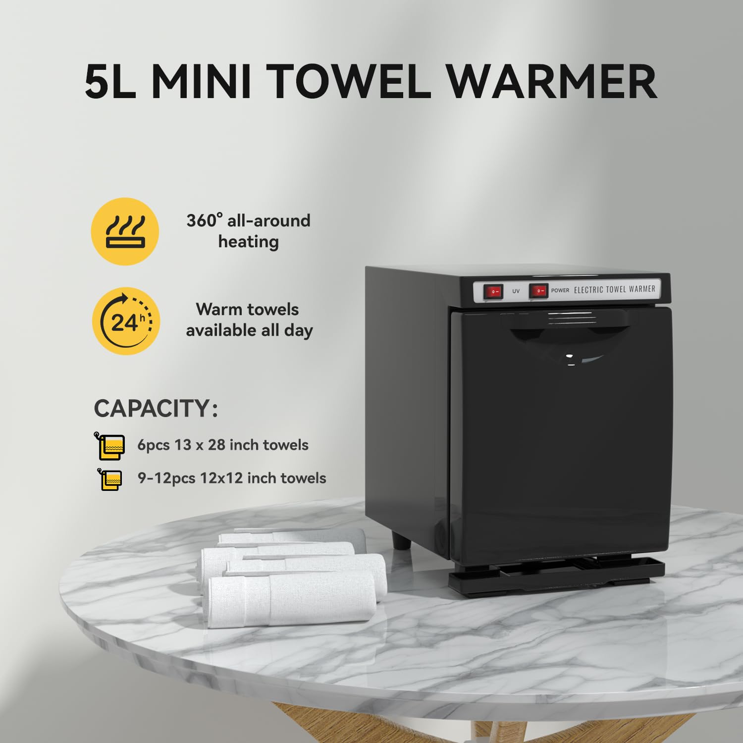 HYTOBP hot towel warmer compact design fits small countertops in beauty rooms.