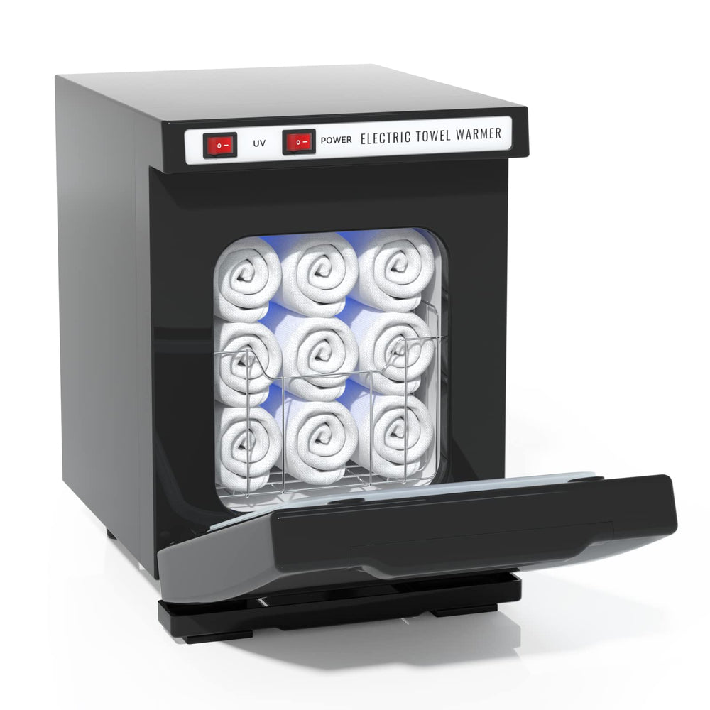 HYTOBP hot towel warmer front view shows compact spa-ready design for busy salons.