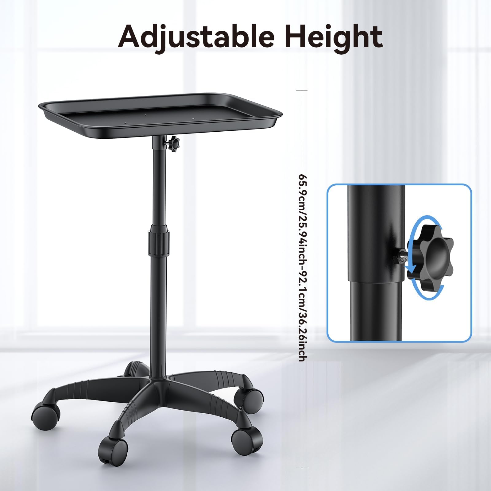 HYTOBP salon tray five-star base with wheels provides smooth mobility in busy salons.