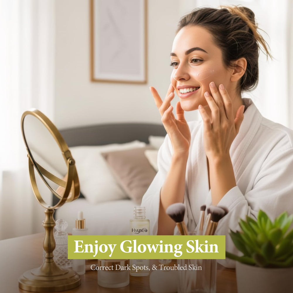 Hyuxeo serum ideal for oily-prone skin in a simple daily routine.