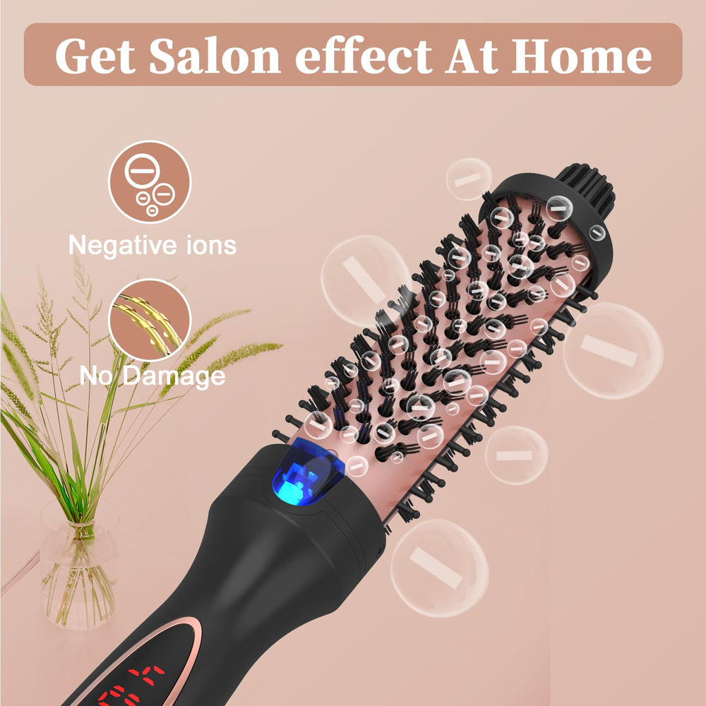 Hywestger curling iron thermal brush digital display shows precise temperature control