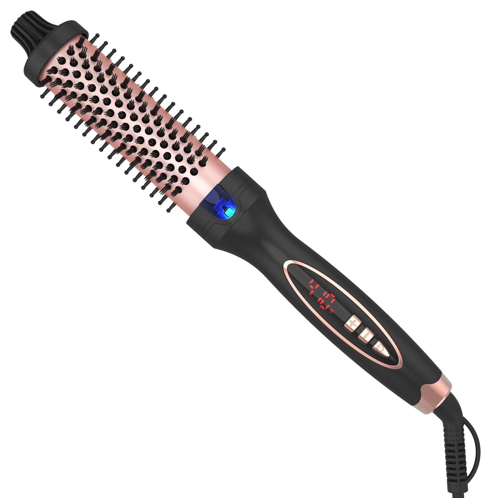 Hywestger curling iron thermal brush front view with compact design for sleek styling