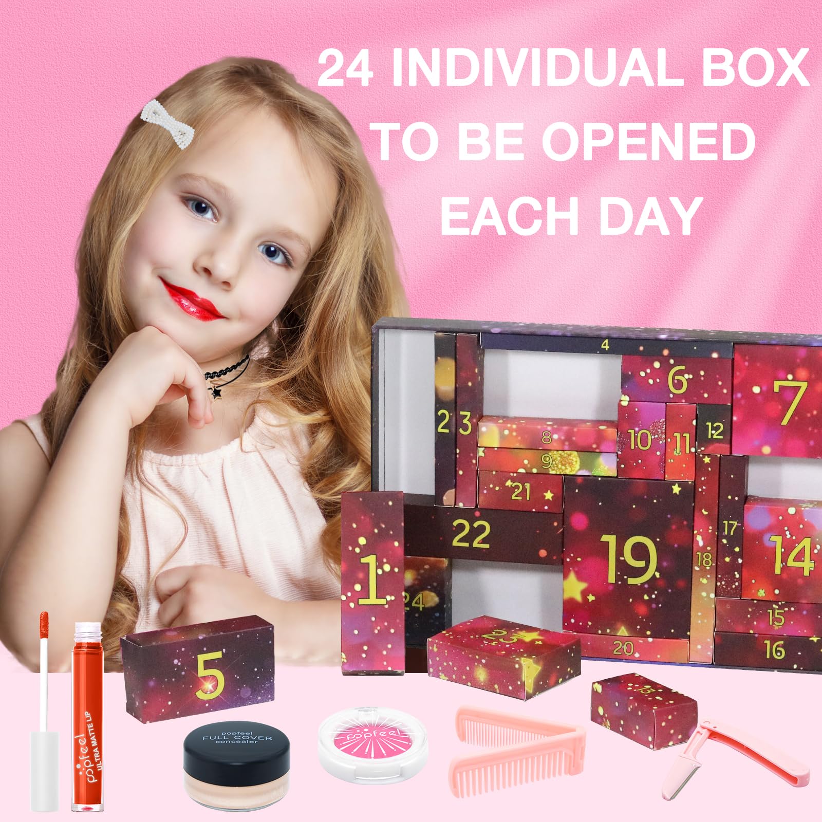 Hywestger makeup advent calendar 2025 box-inside reveals varied makeup assortment daily