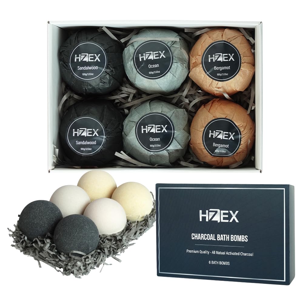 HZEX Charcoal Bath Bombs essential oils blend shot for aromatic relaxation and mood lift