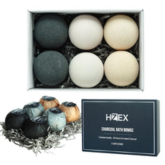 HZEX Charcoal Bath Bombs Gift Set packaging shows premium gift-worthy presentation