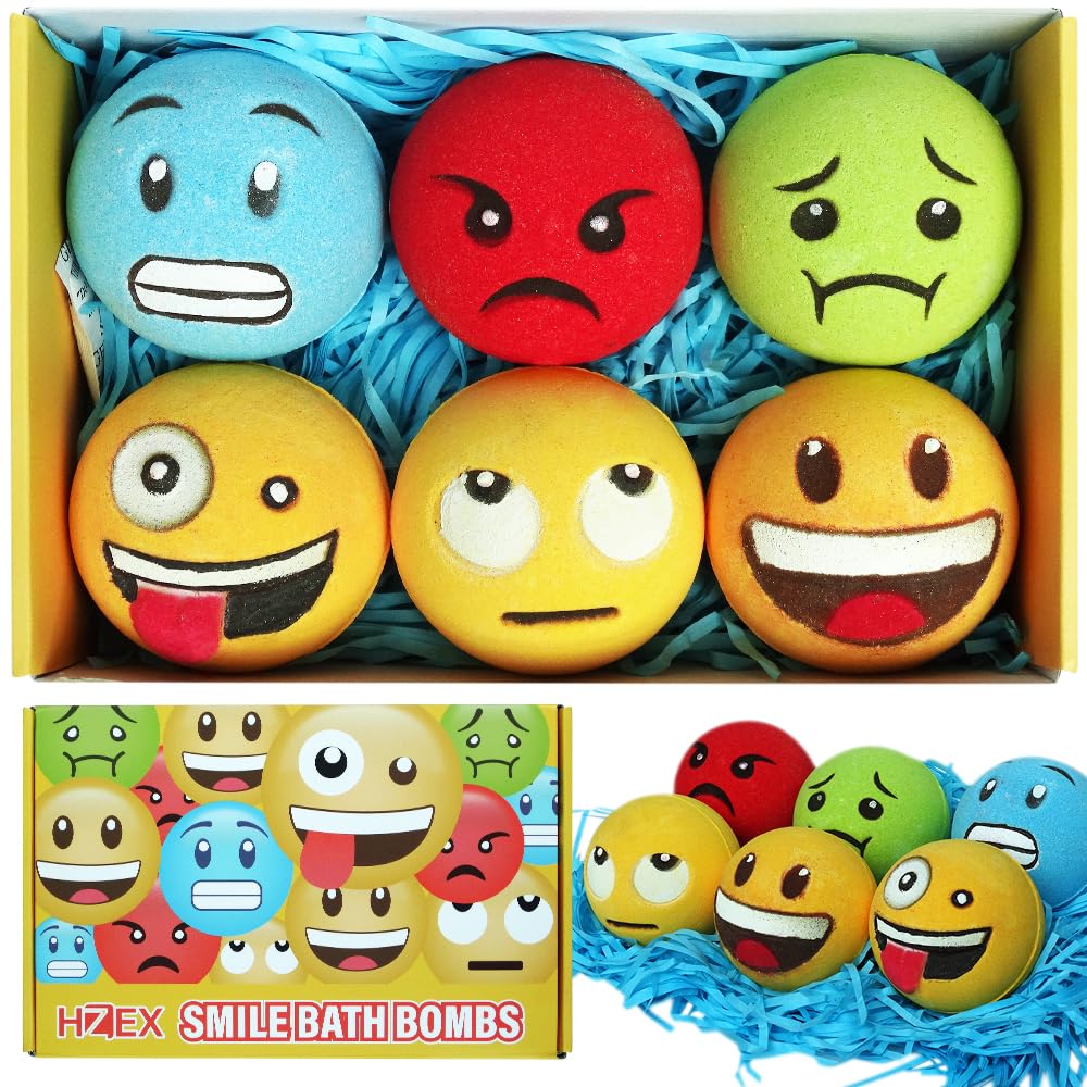 HZEX large emotion-face bath bombs set six collection highlights a playful at-home spa moment.