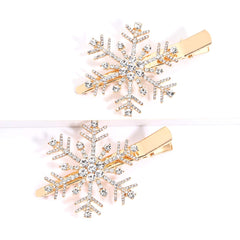 HZEYN Snowflake hair clip worn in updo highlights light-catching rhinestones for elegant evenings