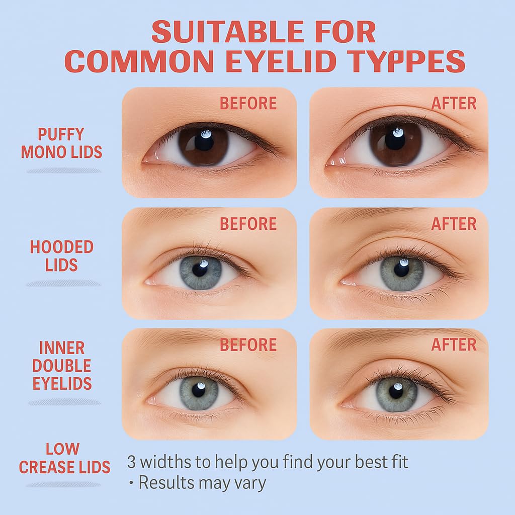HZFYVBC Invisible Double Eyelid Tape in use with all-day wear on the eye area